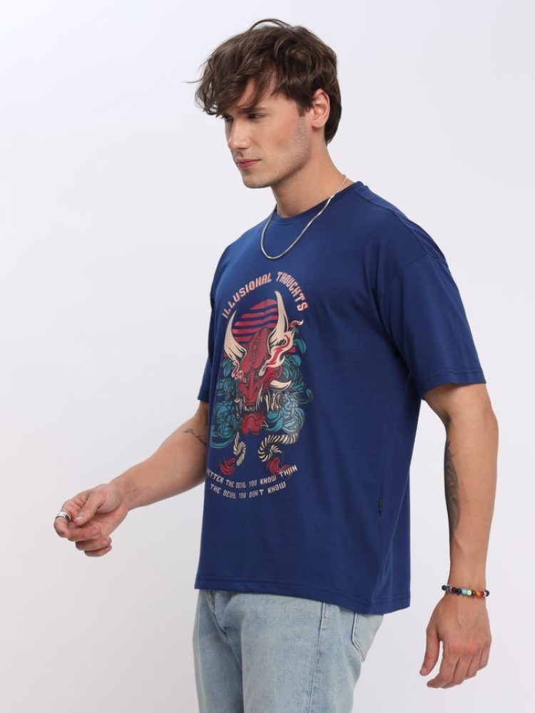 Illusional Thoughts Printed Oversized T-Shirts for Mens