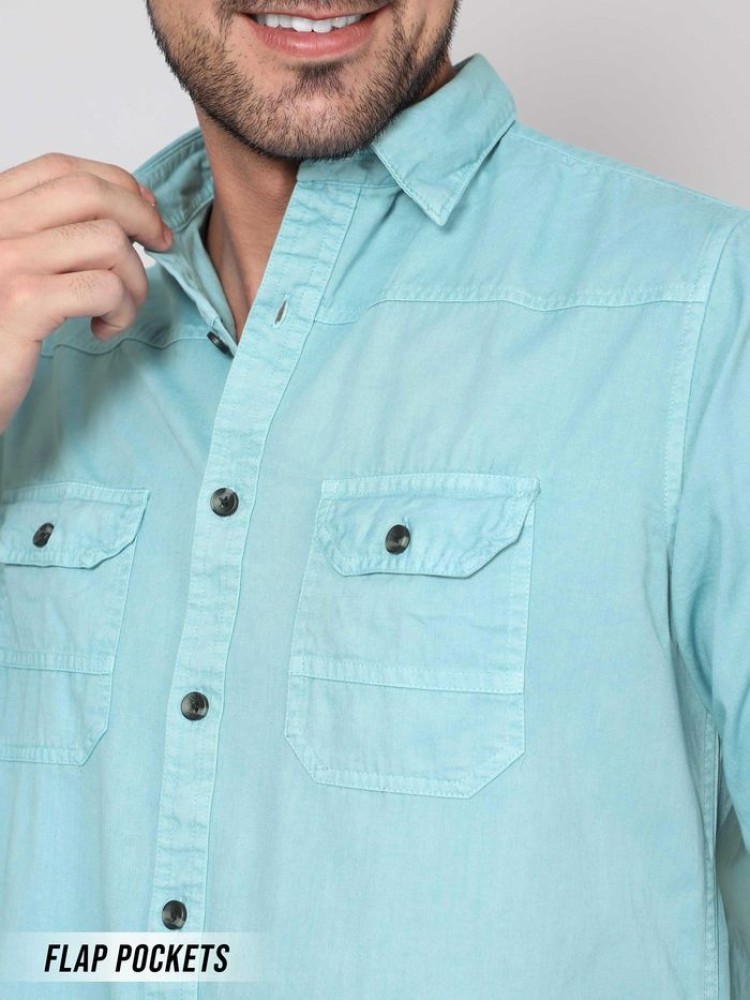 Bright Blue RFD Cotton Shirt for Men