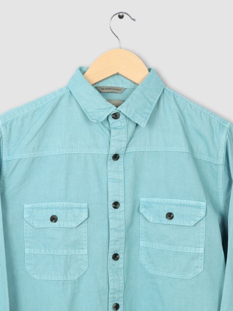 Bright Blue RFD Cotton Shirt for Men